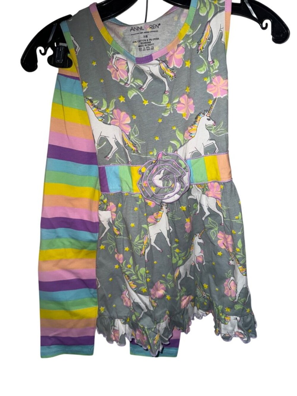 AnnLoren Girls Unicorn Dress & Pastel Leggings Set Size 7/8 - Picture 5 of 6